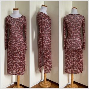 Nasty Gal Sheer Mesh Microfloral MIDI Dress sz 4